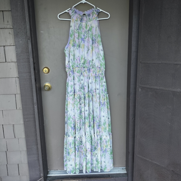 Taylor Dresses & Skirts - Taylor Tiered Smocked Maxi Dress Purple Floral